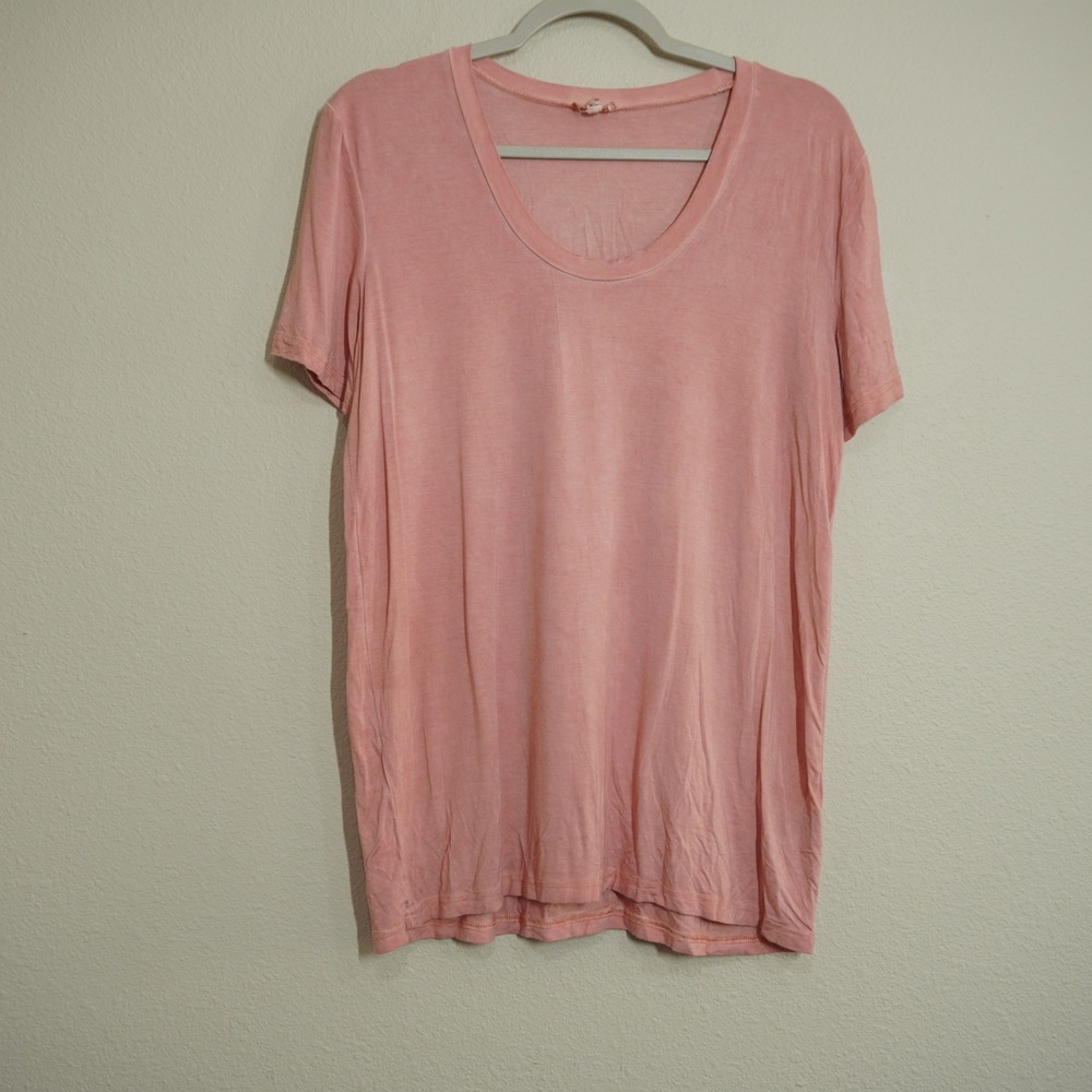 POL Women's Size Large Pink Slouchy Scoopneck T-Shirt Mineral Wash Boho Casual